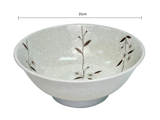 [EI] Mino Yaki White Sakura Japanese Porcelain Big Bowl - 21cm
