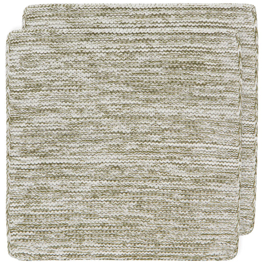 Handmade Cotton Knit Dishcloths - Set of 2 Olive
