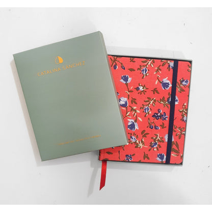 Handmade Hardcover Fabric Notebook Living Catalina Sanchez Retro Flowers - Pocket Prettycleanshop