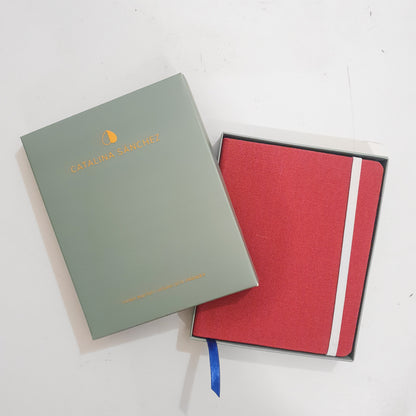 Handmade Hardcover Fabric Notebook Living Catalina Sanchez Red - Pocket Prettycleanshop