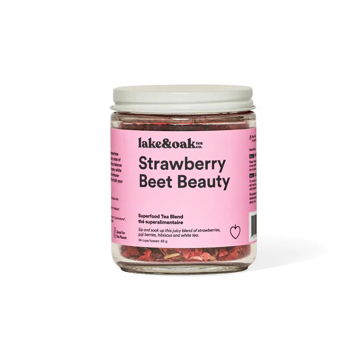 Strawberry Beet Beauty by Lake & Oak Tea Co. Wellness Lake & Oak 24 cups in glass jar Prettycleanshop