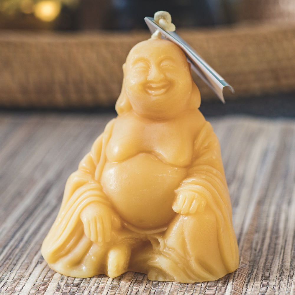 Canadian Beeswax Candle - Laughing Buddha
