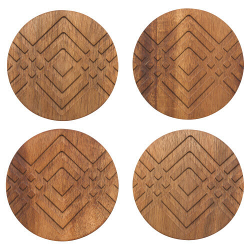 Wooden Coasters Geometric Engraving - Set of 4 Home Now Designs Prettycleanshop