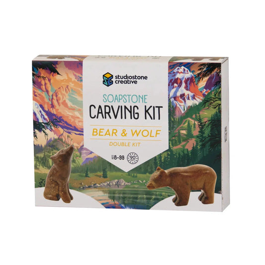 Soapstone Carving Kit - Double - Bear & Wolf Arts & Crafts Studiostone Creative Prettycleanshop
