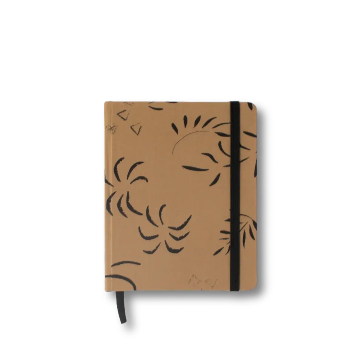 Handmade Hardcover Fabric Notebook Living Catalina Sanchez Black Leaves on Brown - Pocket Prettycleanshop