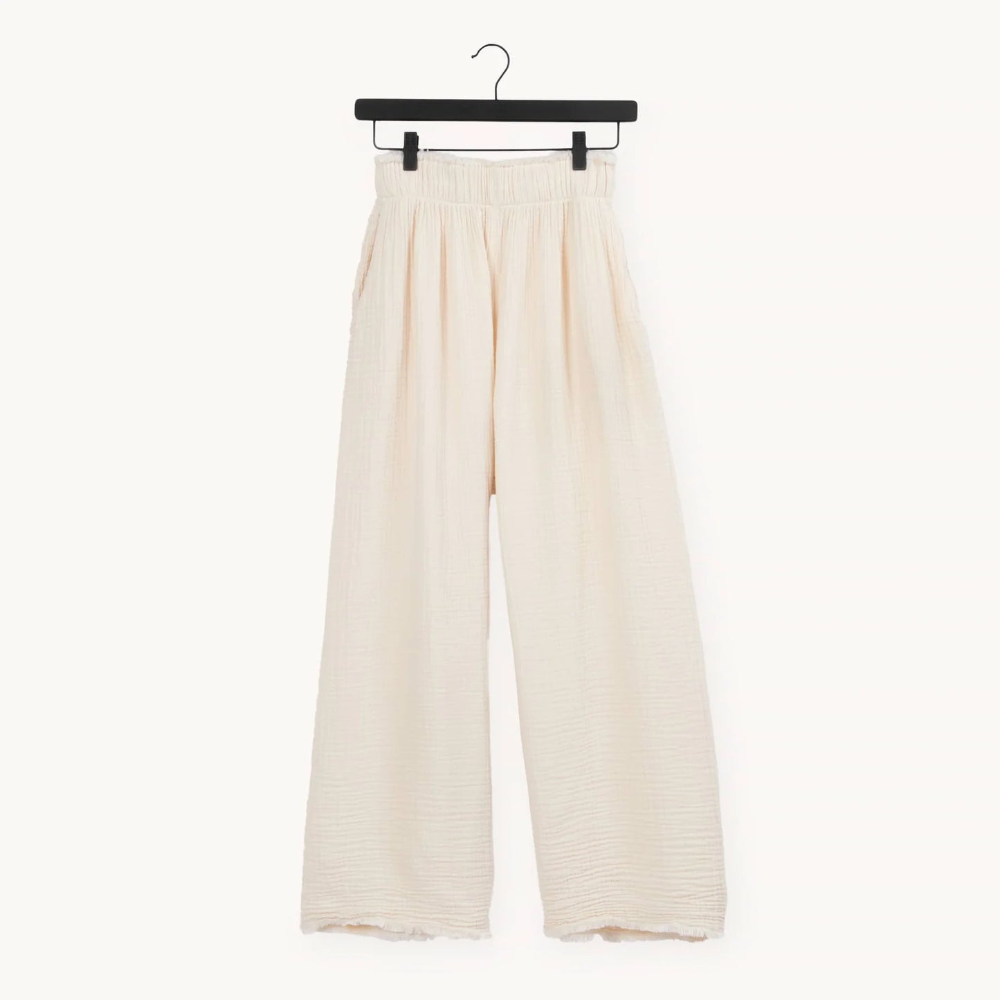 Crinkle Palazzo Pants - One Size in Cream - by Pokoloko