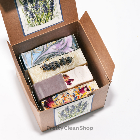 Lavender Bloom Set of 4 Artisanal Soap Bars Bath and Body Pretty Clean Living Prettycleanshop