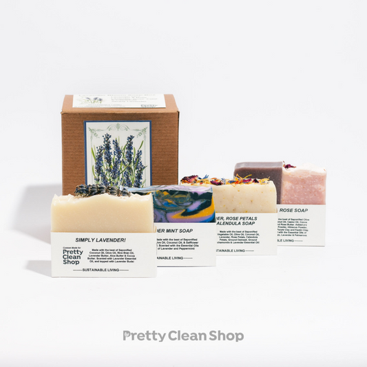 Lavender Bloom Set of 4 Artisanal Soap Bars Bath and Body Pretty Clean Living Prettycleanshop