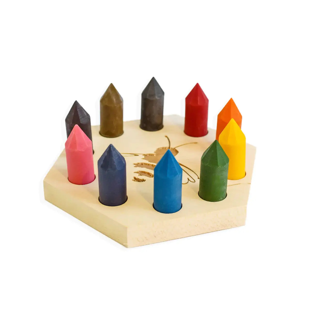 Canadian Beeswax All-Natural Handmade Crayons Living Made by Bees 8 crayon box + wooden caddy Prettycleanshop