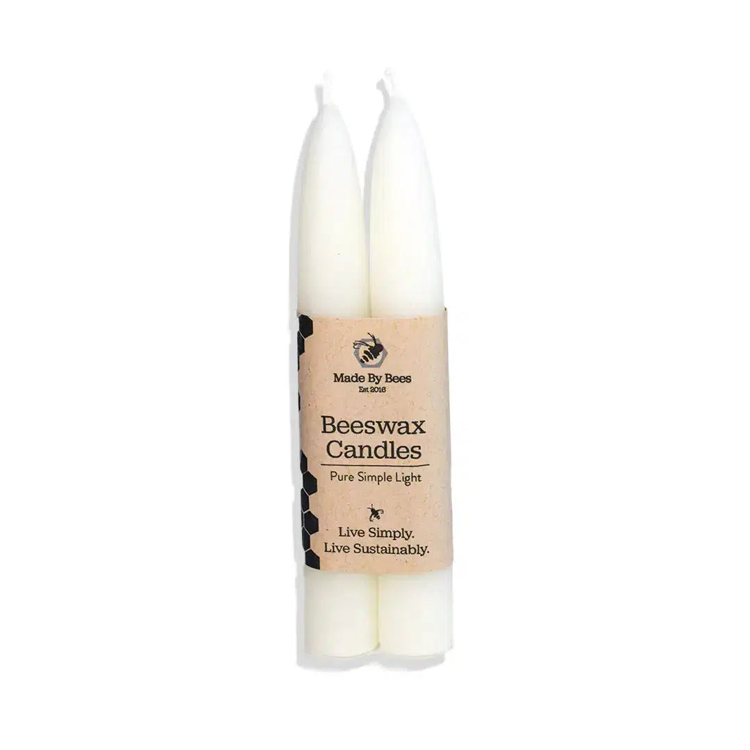 Canadian Beeswax White Hand Dipped Taper Candles - 6in Living Made by Bees Prettycleanshop