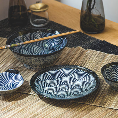 Mino Yaki Wave Qing Hai Bo Japanese Porcelain Small Bowl