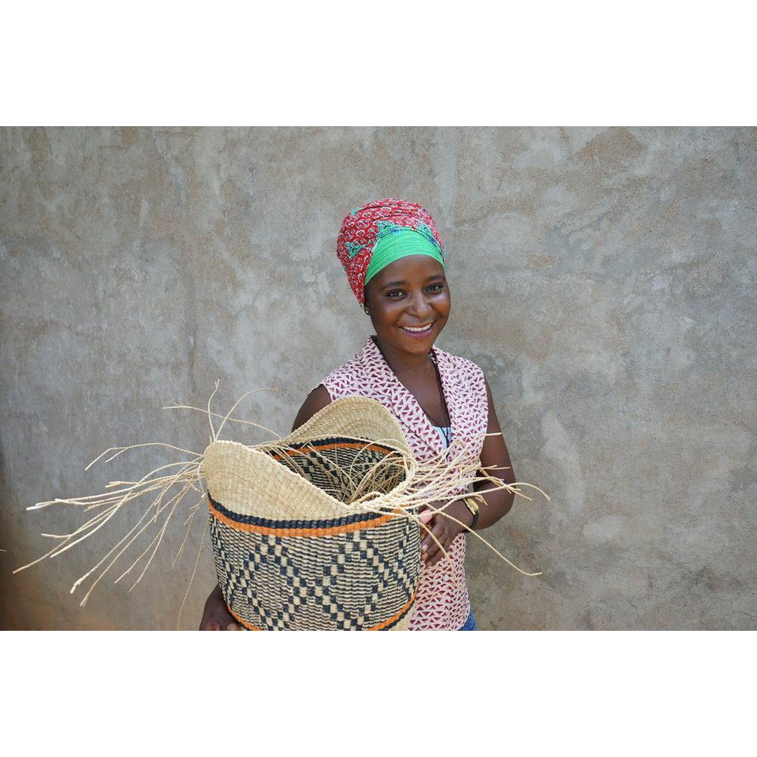 African Market Shopping Basket - Black triangles Living Mamaa Trade Prettycleanshop