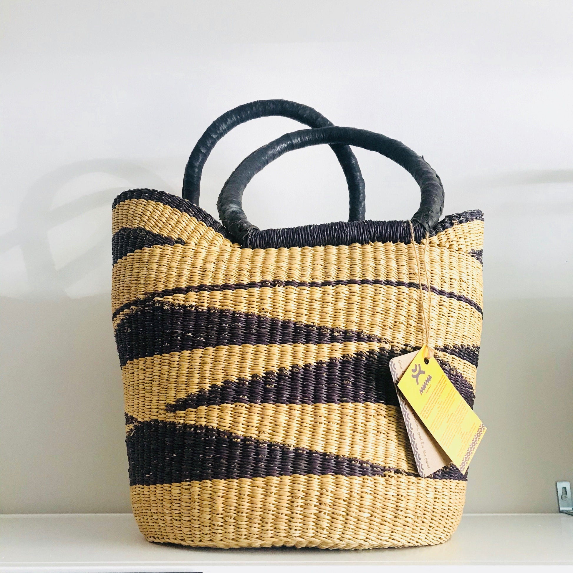 African Market Shopping Basket - Black triangles Living Mamaa Trade Prettycleanshop