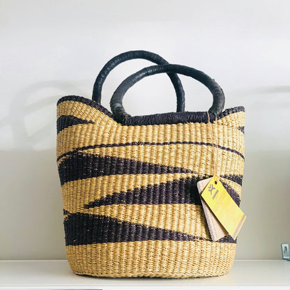 African Market Shopping Basket - Black triangles Living Mamaa Trade Prettycleanshop