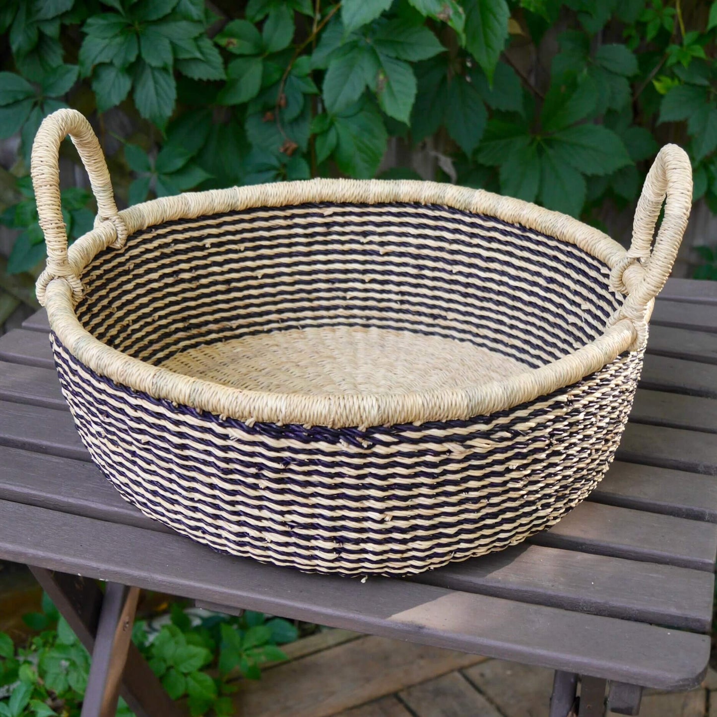 African Handwoven Storage Basket - Drum Living Mamaa Trade Striped - Medium Prettycleanshop