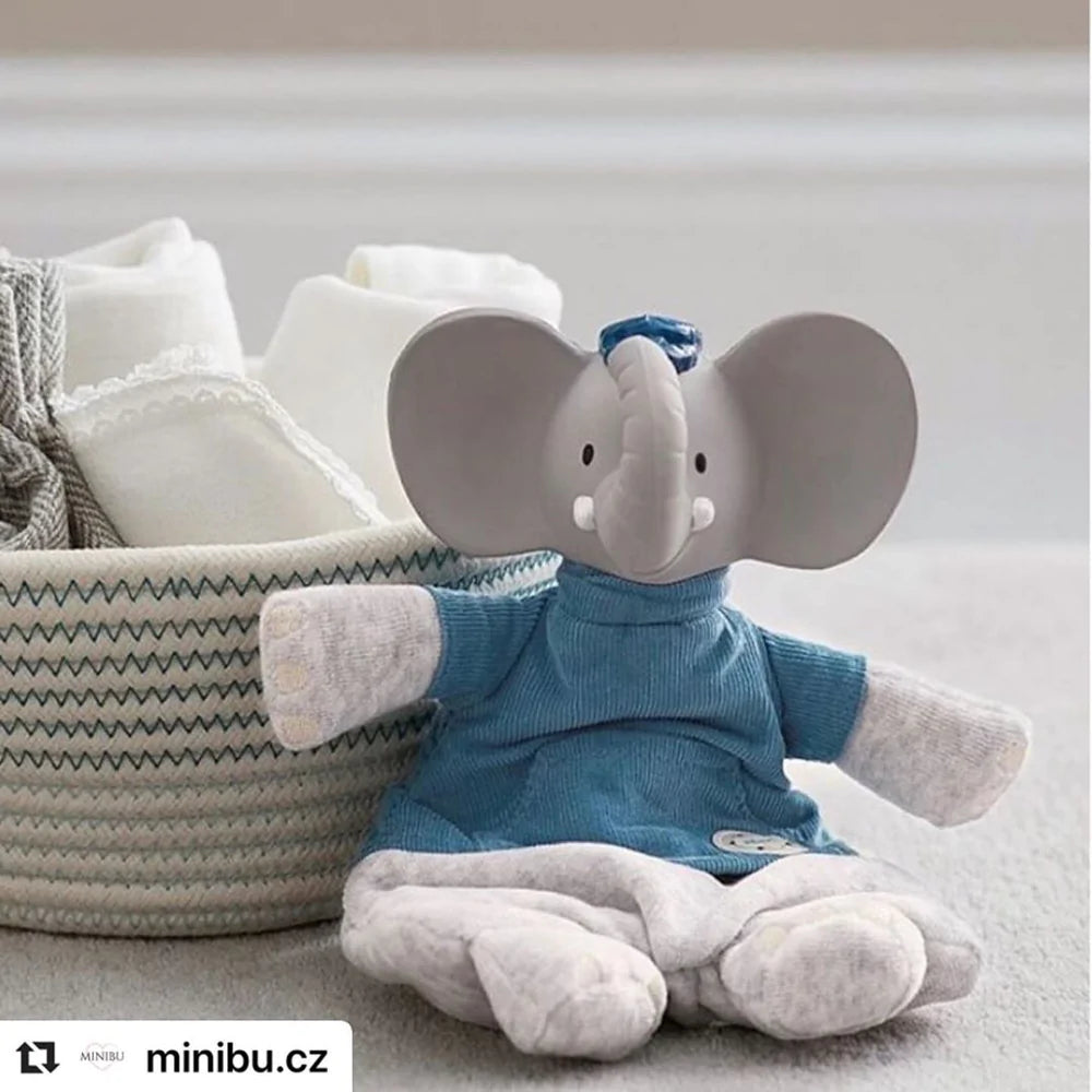 Alvin the Elephant Velour Lovey - with Natural Rubber Head NEW VERSION Baby and Kids Tikiri Toys Prettycleanshop