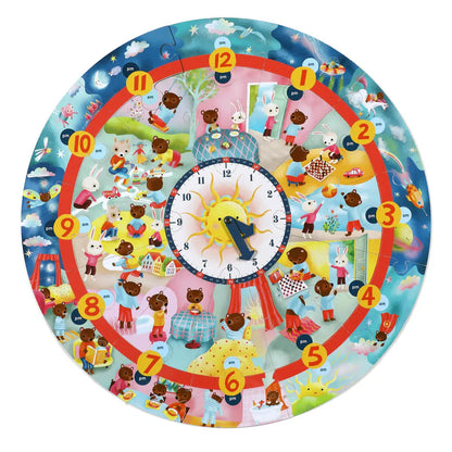 Around the Clock 25 piece Giant Round Puzzle by eeBoo Kids Eeboo Prettycleanshop
