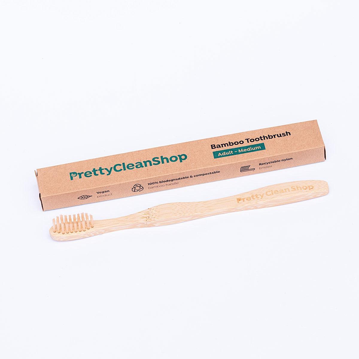 Bamboo Toothbrush - Adult Medium Oral Care Pretty Clean Living Natural Medium Bristles Prettycleanshop