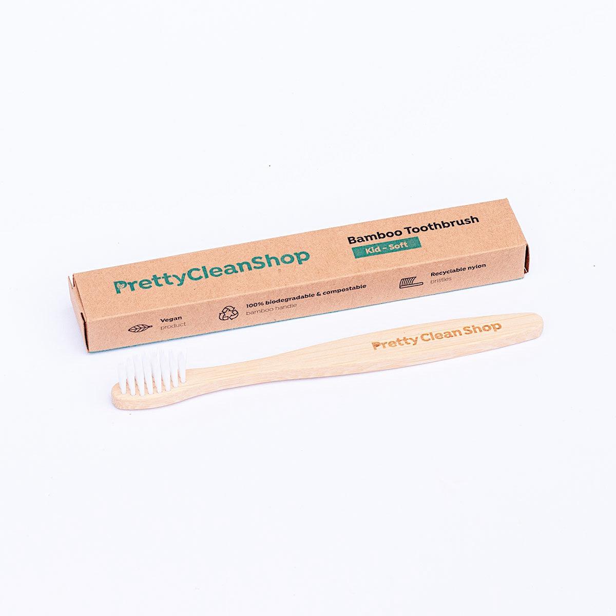 Bamboo Toothbrush - Kids Medium Oral Care Pretty Clean Living Child, white bristles Prettycleanshop