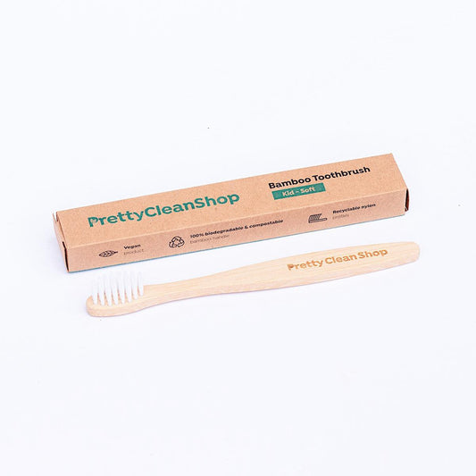Bamboo Toothbrush - Kids Medium Oral Care Pretty Clean Living Child, white bristles Prettycleanshop