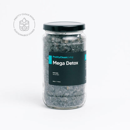 Bath Salts - MEGA DETOX Bath and Body Pretty Clean Living 500g in glass jar Prettycleanshop