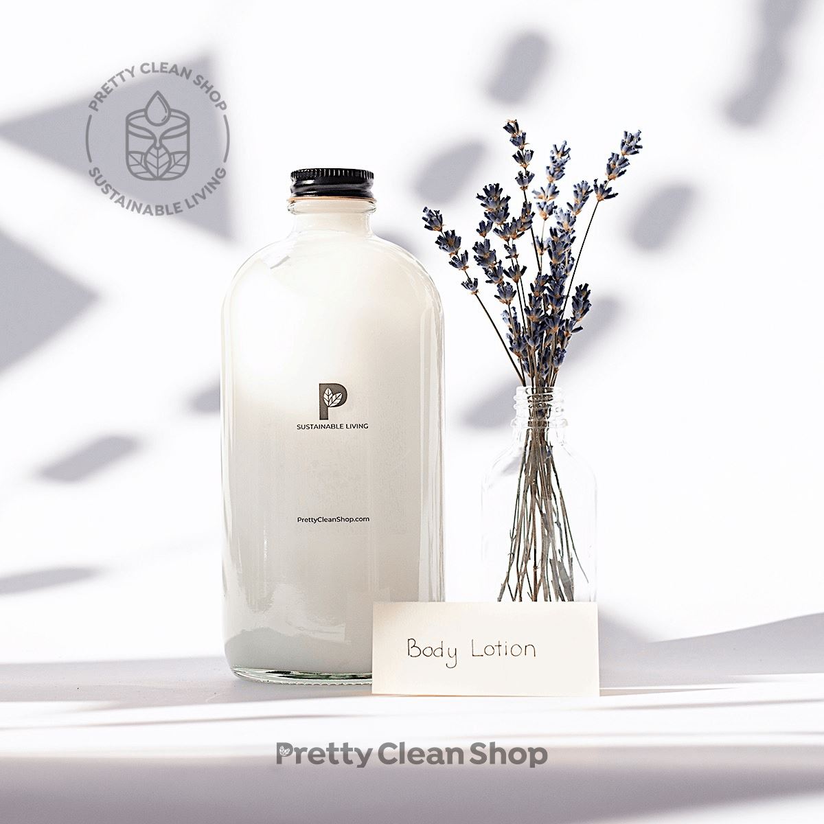Body Lotion - Lavender Mint - Green Cricket Bath and Body Green Cricket 500ml glass bottle with pump Prettycleanshop