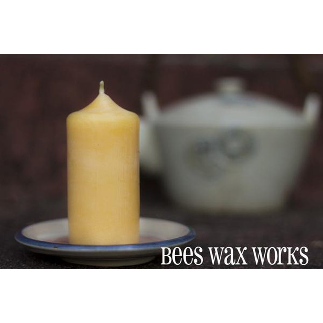 Canadian Beeswax Candle - Pillar 3in by Beeswax Works Living Beeswax works Prettycleanshop