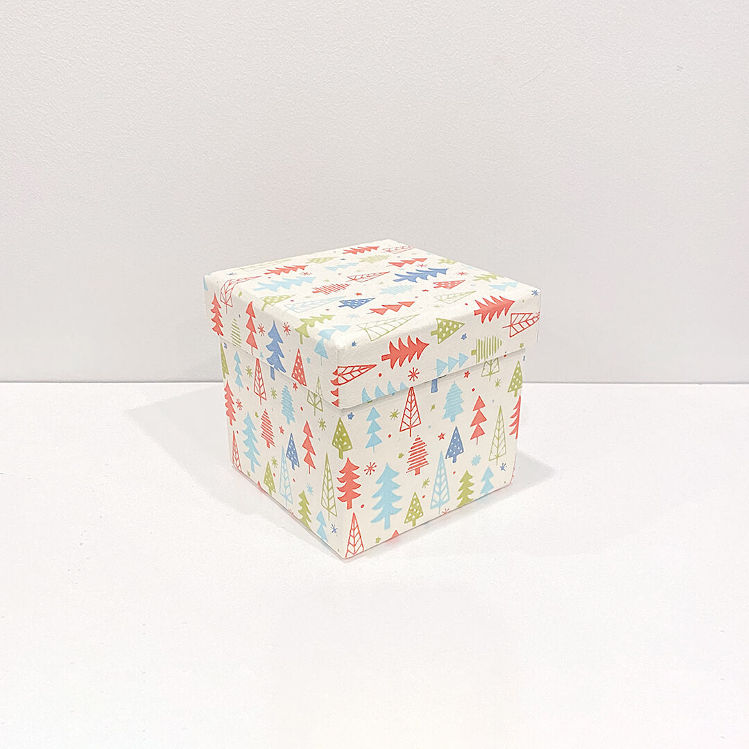 CHRISTMAS TREE Handmade Gift Boxes Recycled Cotton Paper by PaperSpree Holiday PaperSpree Square Small Prettycleanshop