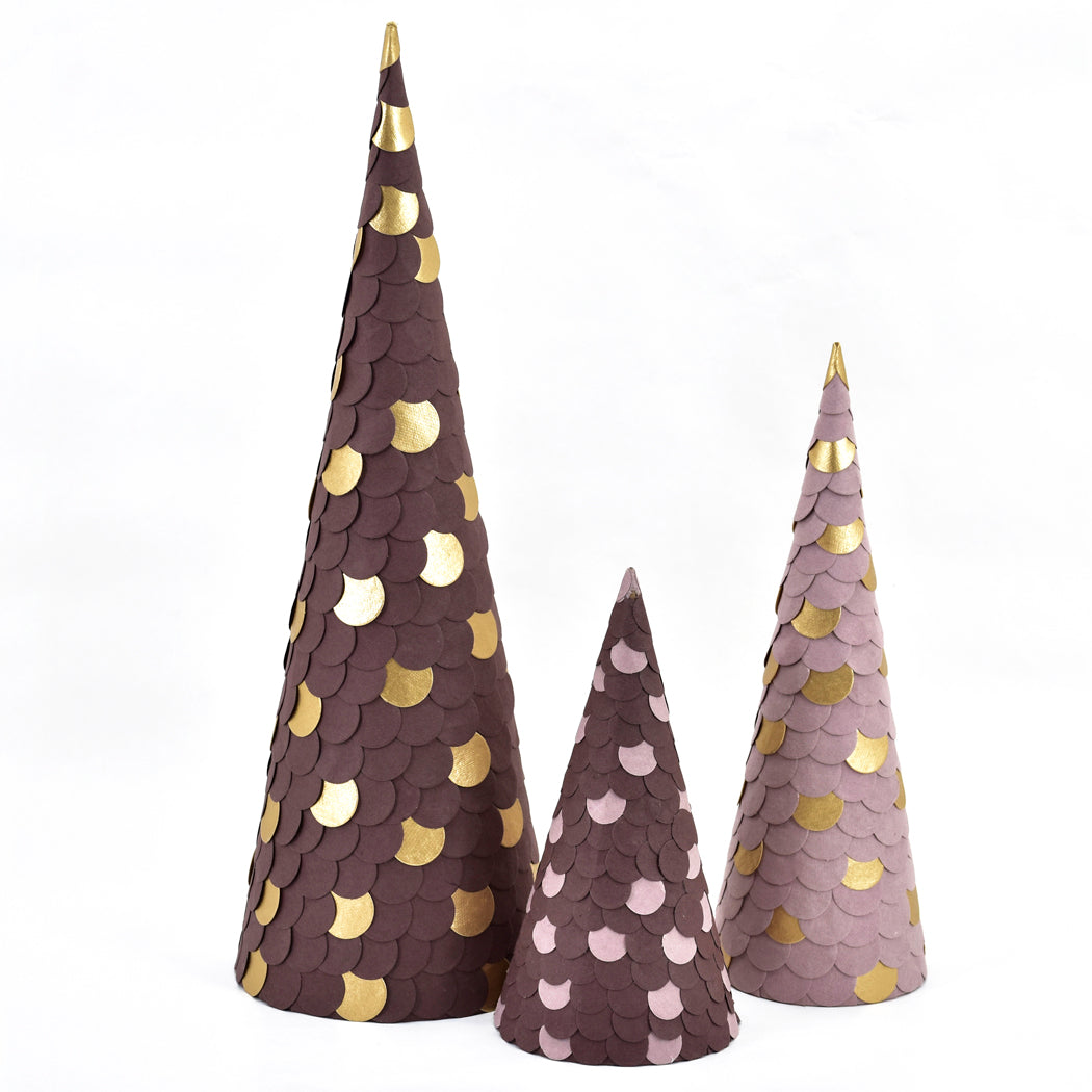 Christmas Trees - Handmade Recycled Cotton Paper - Set of 3 - by PaperSpree Holiday PaperSpree Purple Prettycleanshop