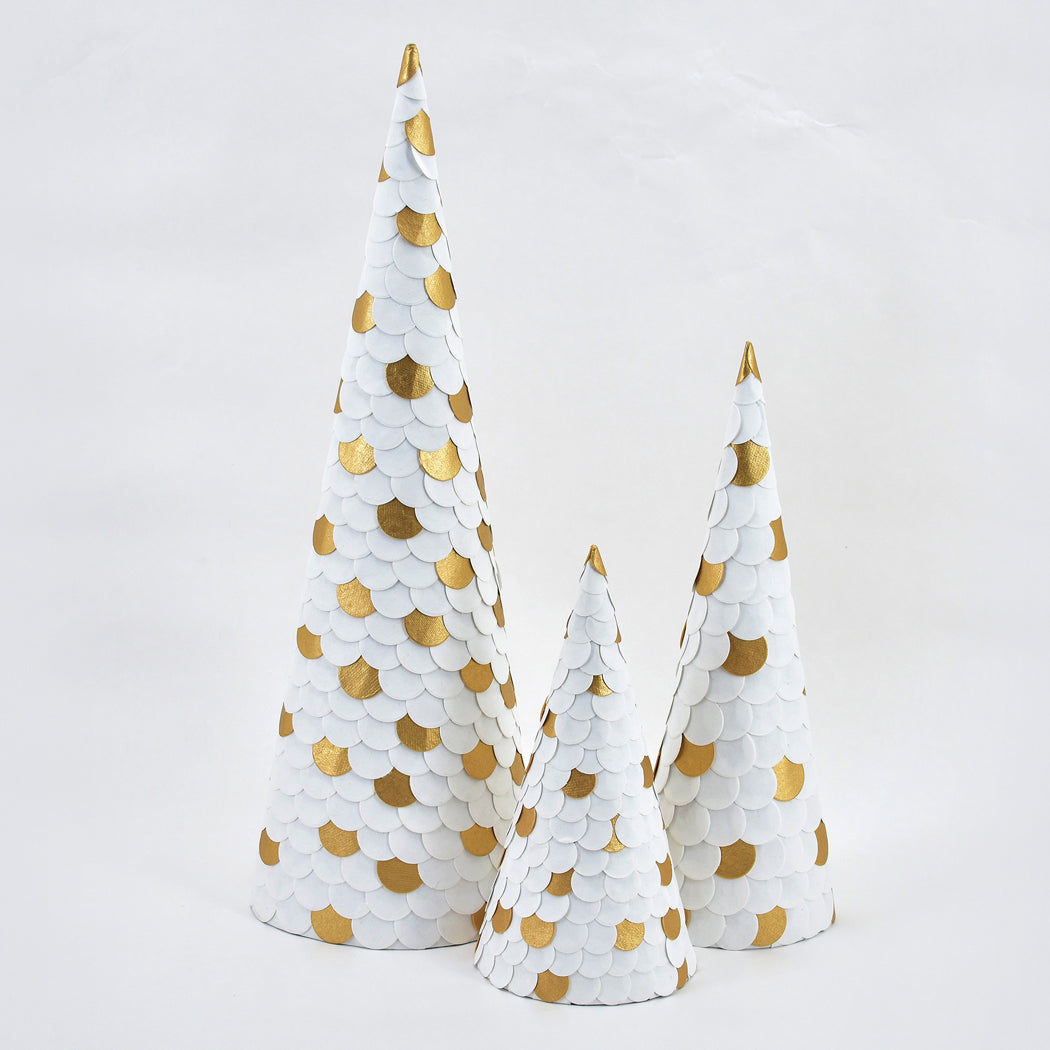 Christmas Trees - Handmade Recycled Cotton Paper - Set of 3 - by PaperSpree Holiday PaperSpree White Prettycleanshop
