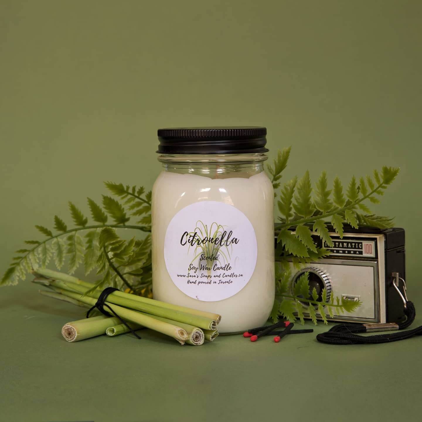 Citronella Soy Wax Candle aromatherapy Sara's Soaps and Candles Prettycleanshop