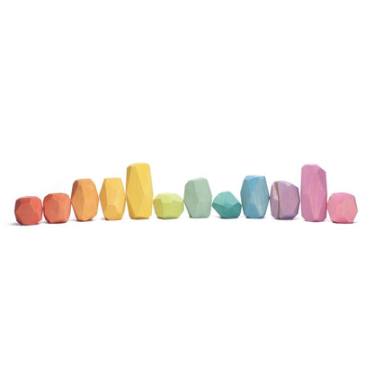 Coloured Wooden Stones (12pc) by OCAMORA Toys Ocamora Prettycleanshop