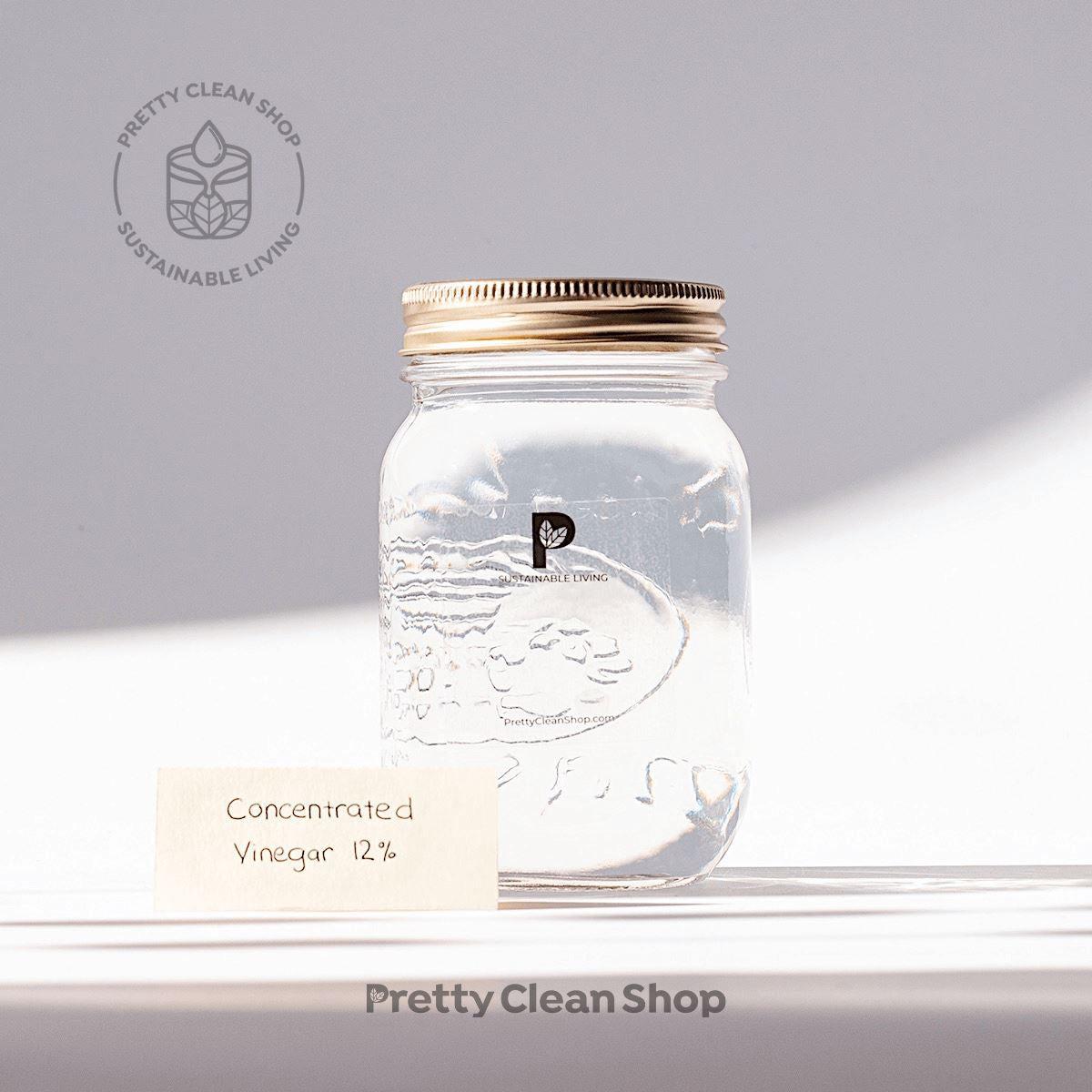 Concentrated Cleaning Vinegar 12% Cleaning Pure 1L glass jar (REFILLABLE, includes $1.25 deposit) Prettycleanshop