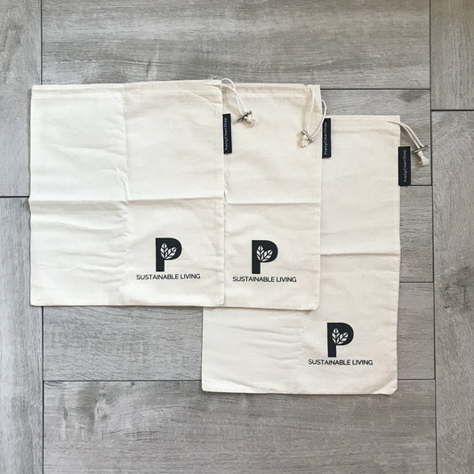 Cotton Bulk & Produce Bags - Set of 3 Bags Pretty Clean Living Prettycleanshop