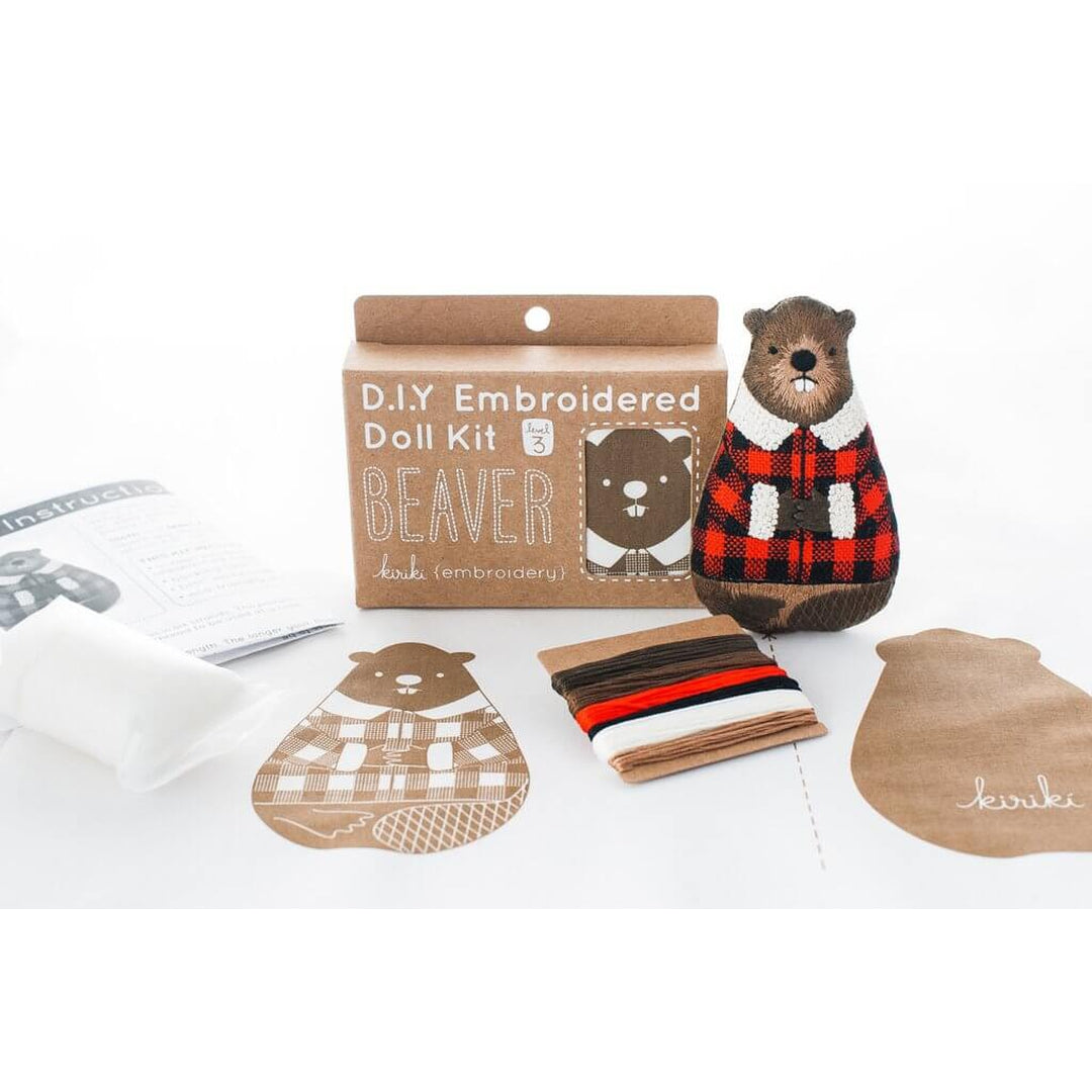 D.I.Y. Embroidered Doll Kit - Beaver Arts & Crafts Kiriki Press Prettycleanshop