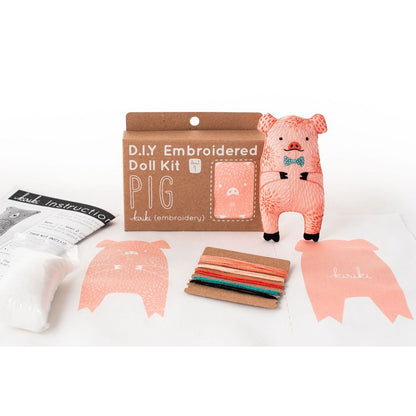 D.I.Y. Embroidered Doll Kit - Pig Arts & Crafts Kiriki Press Prettycleanshop
