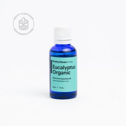 Essential Oil - Eucalyptus Blue Mallee Organic Essential oils Pretty Clean Living 30ml in glass bottle with drip Prettycleanshop
