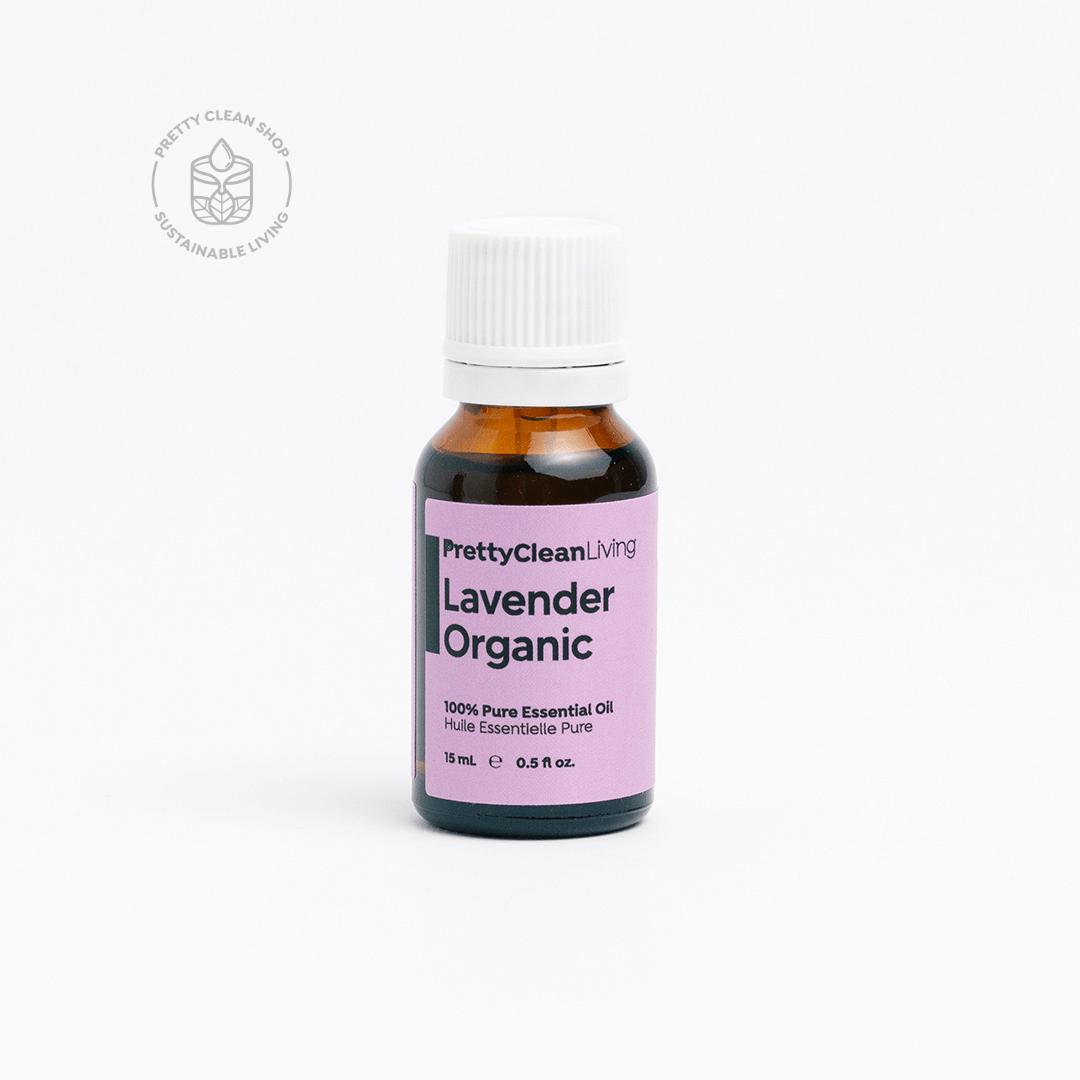 Essential Oil - Lavender Organic Essential oils Pretty Clean Living 15ml in glass bottle with drip Prettycleanshop