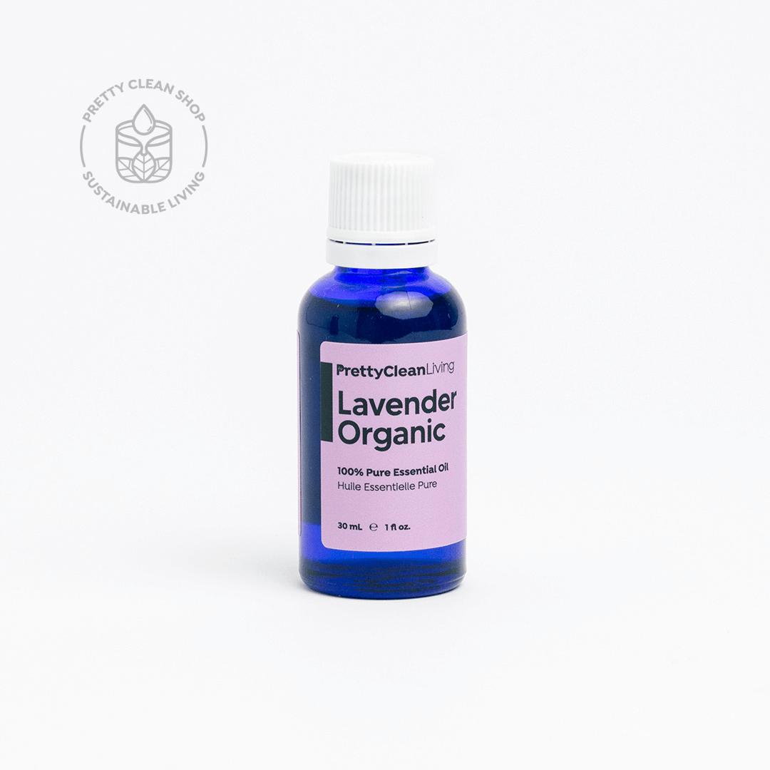 Essential Oil - Lavender Organic Essential oils Pretty Clean Living 30ml in glass bottle with drip Prettycleanshop