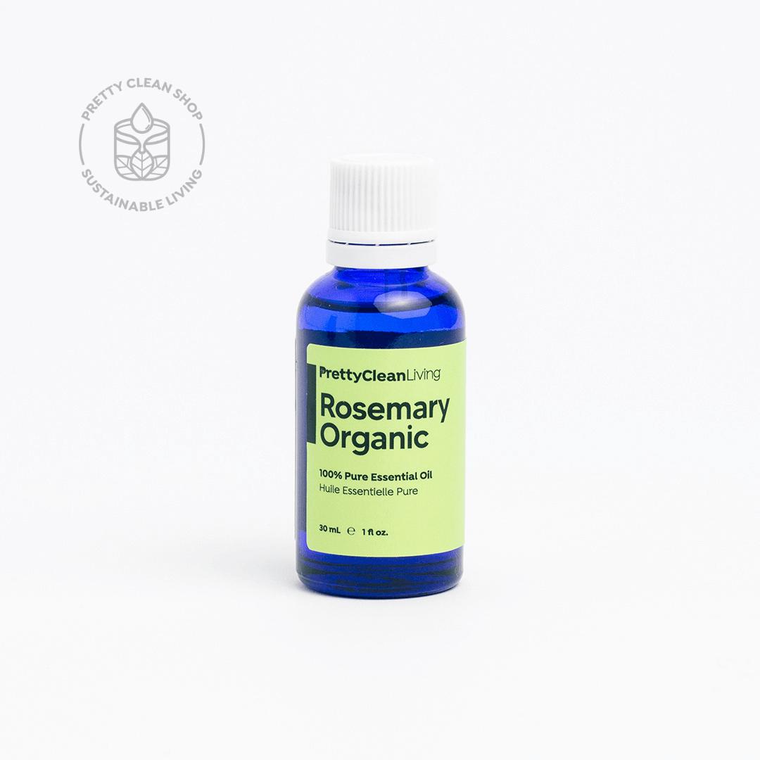 Essential Oil - Rosemary Organic Essential oils Pretty Clean Living 30mL in glass bottle with drip Prettycleanshop