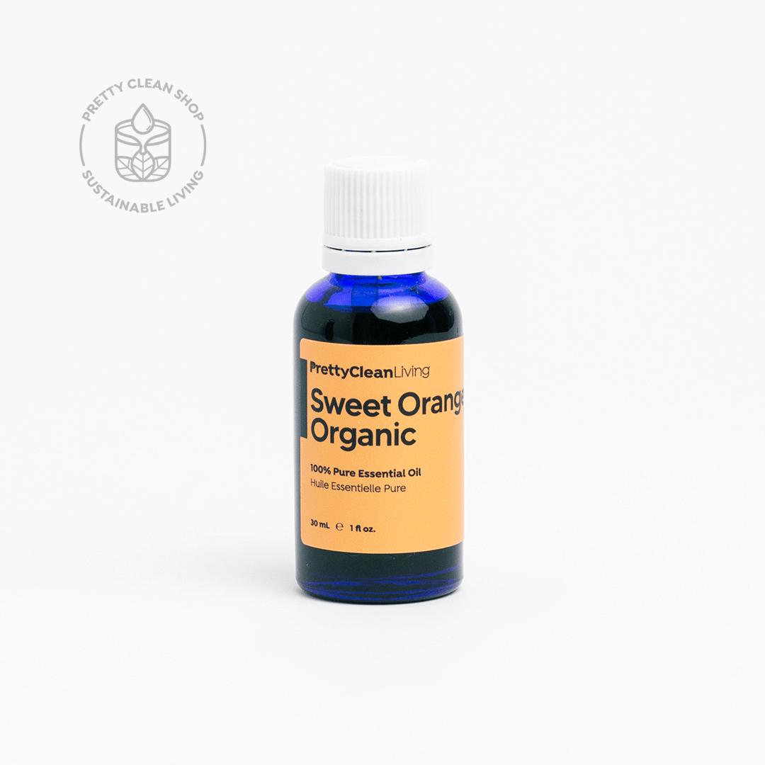 Essential Oil - Sweet Orange Organic Essential oils Pretty Clean Living 30ml glass bottle with drip Prettycleanshop