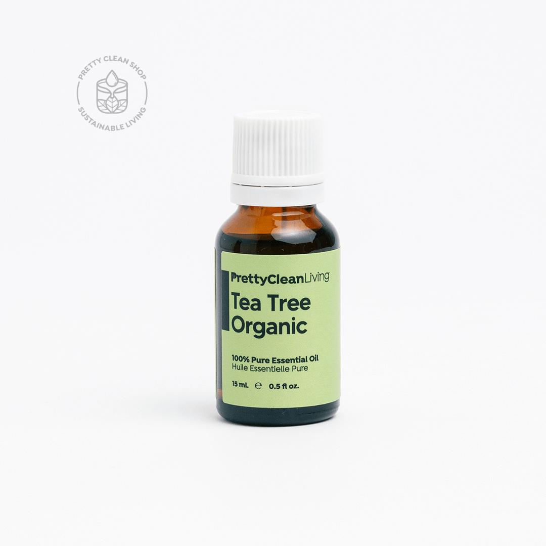 Essential Oil - Tea Tree Organic Essential oils Pretty Clean Living 15ml in glass bottle with drip Prettycleanshop