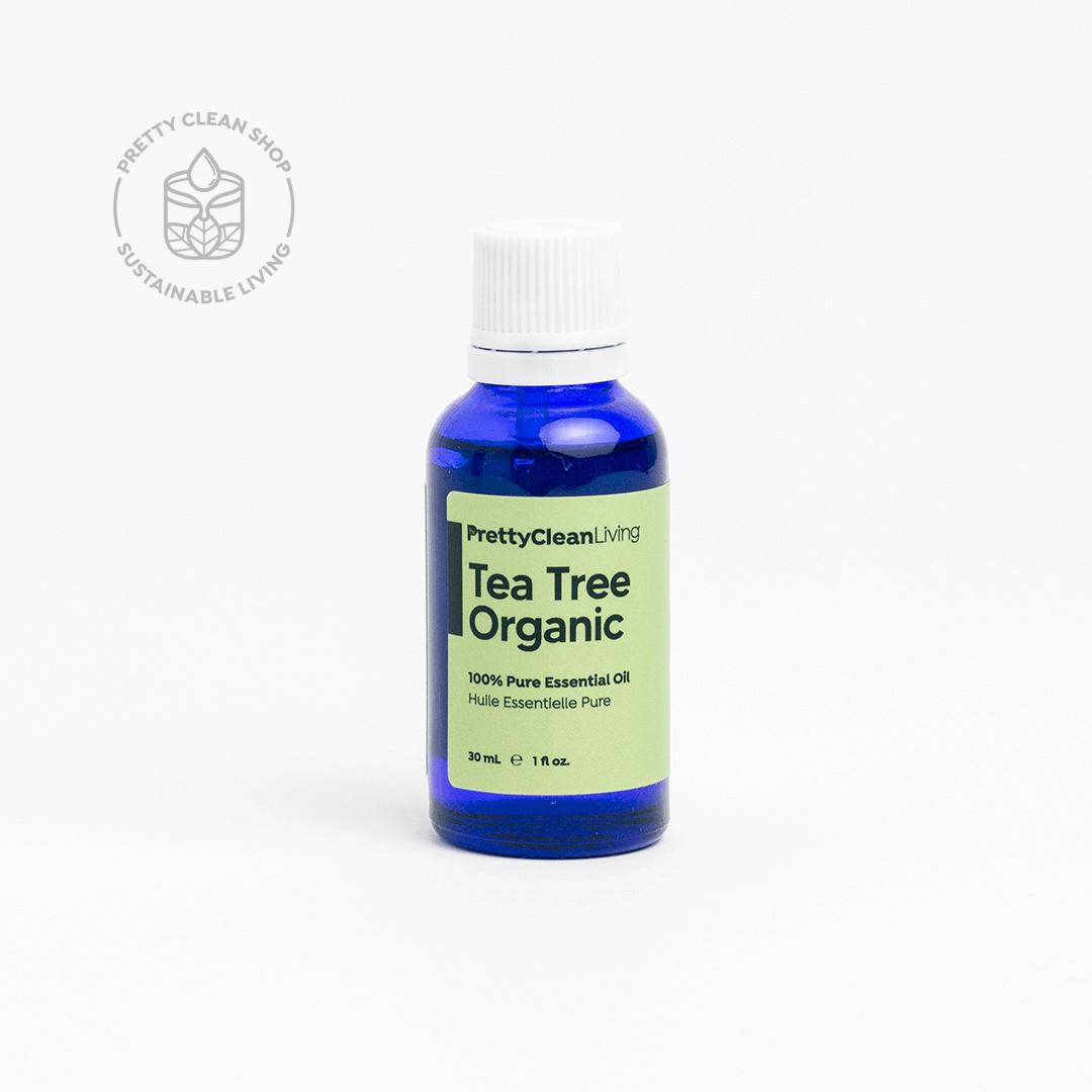 Essential Oil - Tea Tree Organic Essential oils Pretty Clean Living 30ml in glass bottle with drip Prettycleanshop