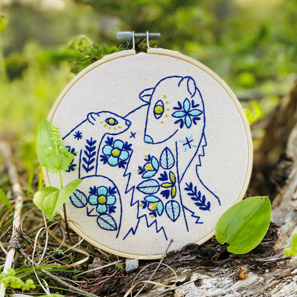 Folk Polar Bears - Embroidery Kit by Hook, Line & Tinker Living Hook, Line & Tinker Embroidery Kits Inc Prettycleanshop