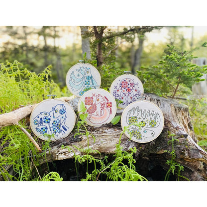 Folk Wolves Complete - Embroidery Kit by Hook, Line & Tinker Living Hook, Line & Tinker Embroidery Kits Inc Prettycleanshop