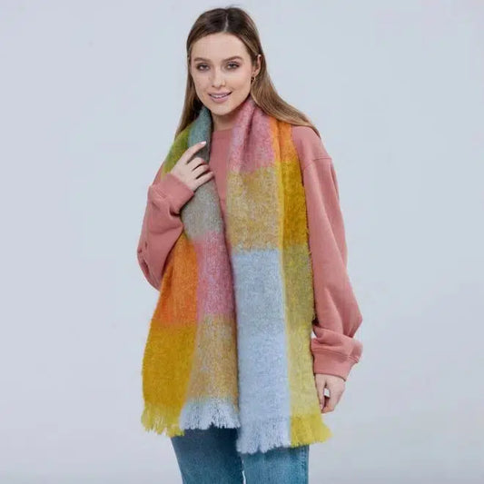 Foxford Mohair Gold/Blue Giant Scarf Blankets Foxford Prettycleanshop