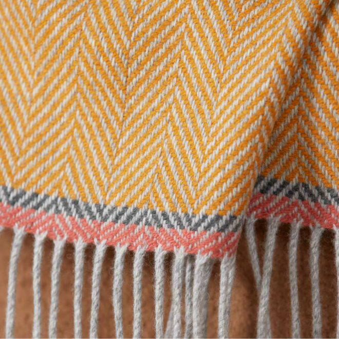 Foxford Moy Cashmere/Wool Throw - Mustard Blankets Foxford Prettycleanshop