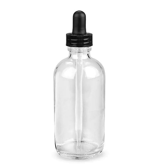 Glass Bottle 120 ml / 4 oz - CLEAR Containers Pretty Clean Shop with glass dropper Prettycleanshop