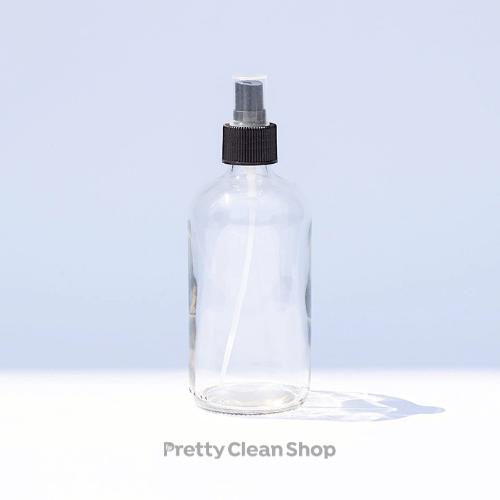 Glass Bottle 120 ml / 4 oz - CLEAR Containers Pretty Clean Shop with sprayer / mister Prettycleanshop