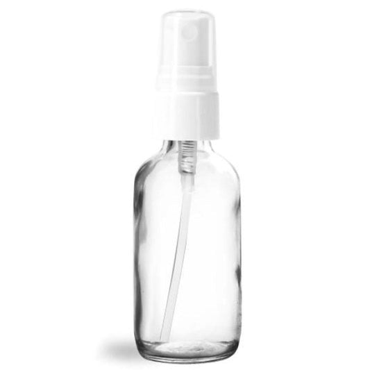 Glass Bottle 60 ml / 2 oz - CLEAR Containers Pretty Clean Shop with sprayer/mister* Prettycleanshop